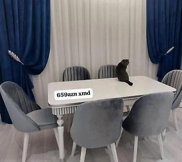 masa miska: Mətbəx üçün, Dördbucaq masa, 6 stul — 2