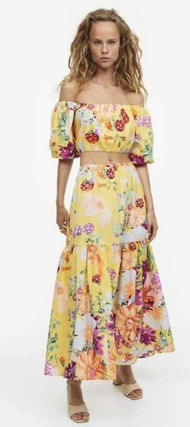 İki hissəli yay dəsti – çiçək naxışlı - Üst: Qısa crop bluz — 3
