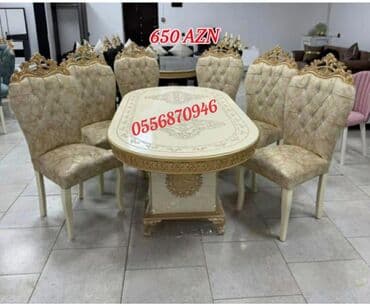 divan destleri: Qonaq otağı üçün, Yeni, Açılmayan, Oval masa, 6 stul — 1