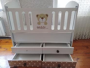 matras alti: Uşaq beşiyi – “Teddy” dizaynlı - Rəng: ağ, alt hissədə qəhvəyi-ağ — 1