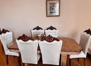 taxta laqa: Qonaq otağı üçün, Açılmayan, Dördbucaq masa, 6 stul — 2