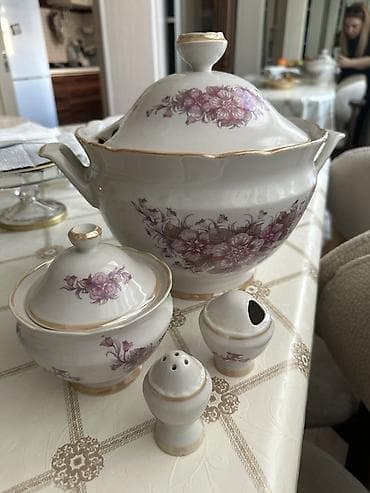 bibər: Nahar dəsti, rəng - Ağ, Farfor — 1