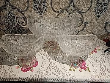 qoz qiyməti: Kristal şirniyyat qabları dəsti Qablar satilir Tomundu temiz çexin — 1