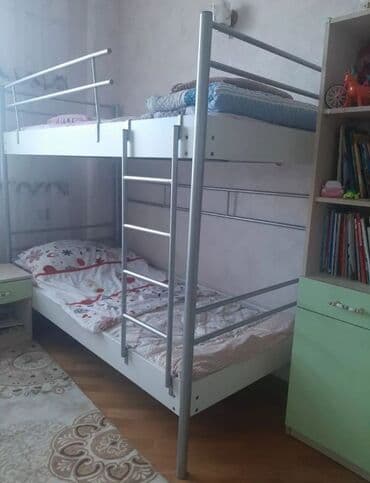 двухъярусные кровати трансформеры: Oğlan və qız üçün, Çarpayı, Matras ilə, Siyirməsiz, Dəmir — 2