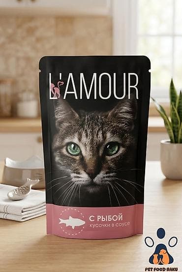 Pişiklər: 🐱 L'Amour Nəm Pişik Yemi 1 Qutuda – 28 ədəd pouch (parçalar sousda — 2