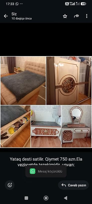 Yataq desti satilir. Qiymet 750 azn.Ela veziyyetde tezekimidir. unvan — 1