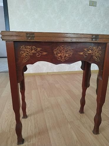 Taxta nərd masası – əl işli naxışlı - Material: bərk ağacdan — 4