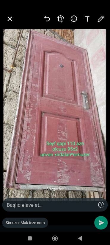 Seyf qapi 110 azn olcusu 95x2 unvan xirdalan*simuzer