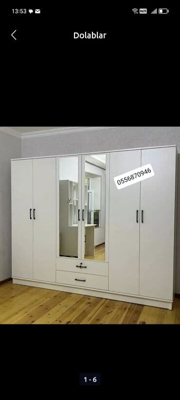 tek taxtlar: Новый, Распашной, 3 двери Прямой шкаф, Гардеробный шкаф, Азербайджан — 7