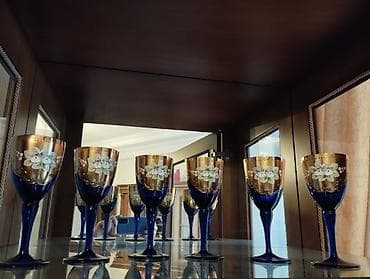 çayni servis: Kobalt-mavi şüşədən hazırlanmış dekorativ dəst - Tərkib: - 9 ədəd — 1