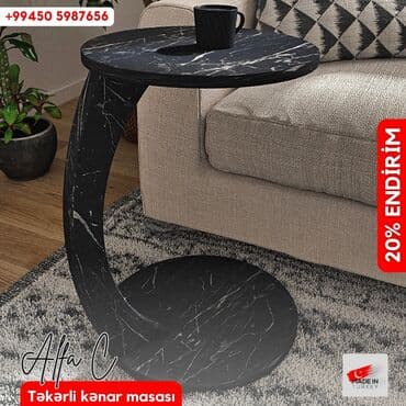 əncir cemi: Jurnal masası, Yeni, Açılmayan, Laminat, Yumru masa — 2