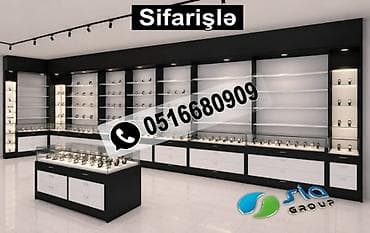 Vitrin mebel sifarişi Aptek vitrinləri Mağaza mebelləri Vitrin dizaynı — 1