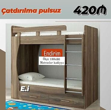 Oğlan və qız üçün, Çarpayı, Matras ilə, Siyirməli, Taxta