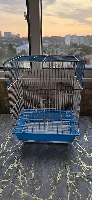 cex qus: Quş qəfəsi – metal korpuslu, mavi plastik altlıqlı tezedi unvandan — 1