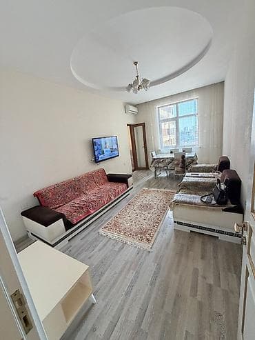 zigda kiraye menzil: 2 otaqlı mənzil – tam mebel və texnika ilə Plan: - Geniş qonaq otağı — 9