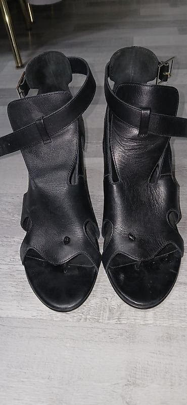 basanoşka: Qadın sandal/kandalları – qara rəng - Material: yumşaq dəri üst — 1