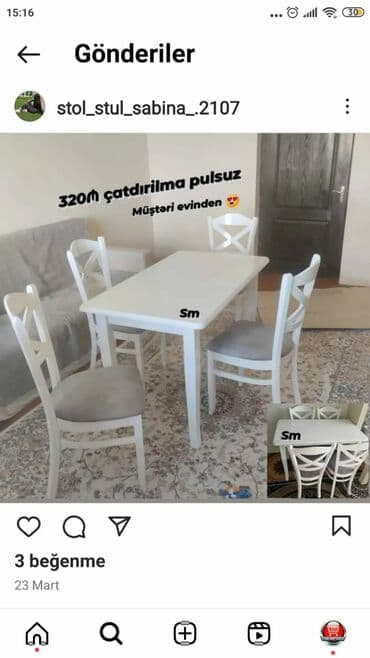 metbex stol stulları qiymetleri: *Bir gün ərzində çatdırılma olunan* ✔️Kuxna üçün stol stul dəsti✨✨ — 1