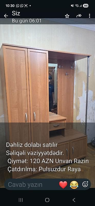 skaf dolab: Dəhliz dolabı - Material: ağac rəngli laminat - Komplekt: iki qapılı — 1