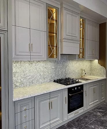 avanqart mebeller: Klassik üslubda tam ölçülü mətbəx mebeli dəsti - Üst və alt şkaf — 4