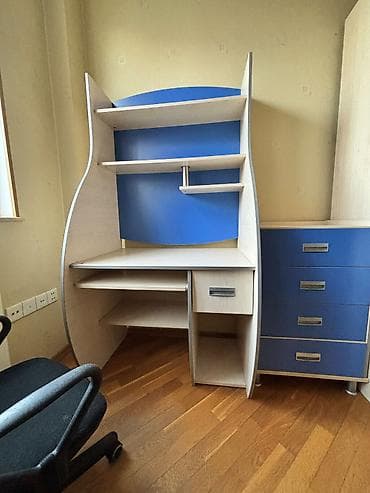 tumba mebel: Oğlan və qız üçün, İşlənmiş, Təknəfərlik çarpayı, Dolab — 3