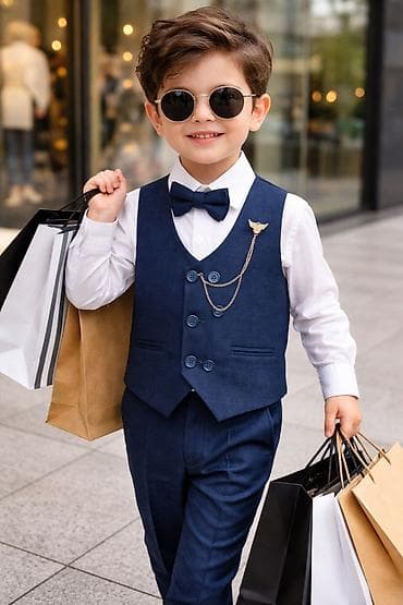 Oğlan uşaqları üçün üçlü dəst – klassik üslub - Komplekt: jilet +