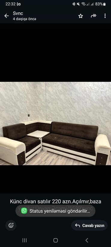 vilyur: Künc divan, Açılmayan, Bazasız, Vеlur parça — 1