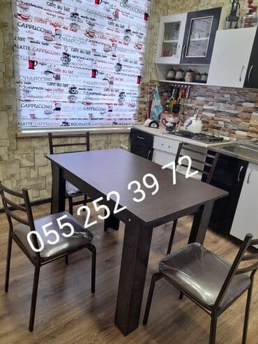 metbex mebileri: Mətbəx üçün, Yeni, Açılmayan, Dördbucaq masa, 2 stul — 1