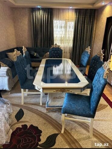 məktəbli üçün yazı masası: Qonaq otağı üçün, Yeni, Açılmayan, Dördbucaq masa, 6 stul — 1