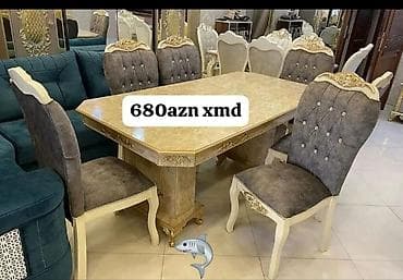 Qonaq otağı üçün, Yeni, Açılmayan, Dördbucaq masa, 6 stul