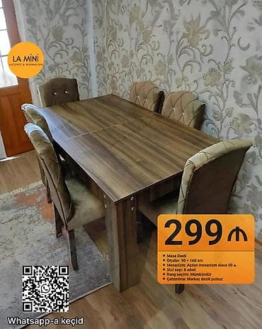 pul seyfi: Qonaq otağı üçün, Açılan, Dördbucaq masa, 6 stul — 2