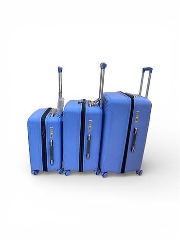 Çamadanlar: Sərnişin baqaj dəsti – 3 ədəd, mavi rəng - Material: sərt korpus (ABS — 2