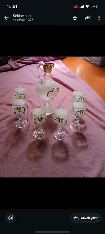 soyuducu servis: Qab-qacaq dəsti – bəzəkli şüşə məmulatları - Kobalt mavisi şüşədən — 4