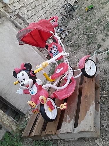 Uşaq velosipedləri: Uşaq üçtəkərli velosipedi – Minnie Mouse temalı - Rəng: qırmızı/ağ - — 1