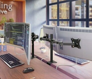 ucuz manitor: Monitordan masaya quraşdırmaq üçün nəzərdə tutulmuş iki qollu montaj — 12