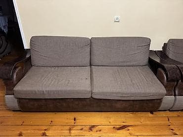 İşlənmiş, Künc divan, 2 kreslo, Divan, Bazasız, Açılan