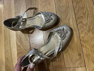 Qız uşaqları üçün zərli baletkalar - Rəng: qızılı, parıltılı üst