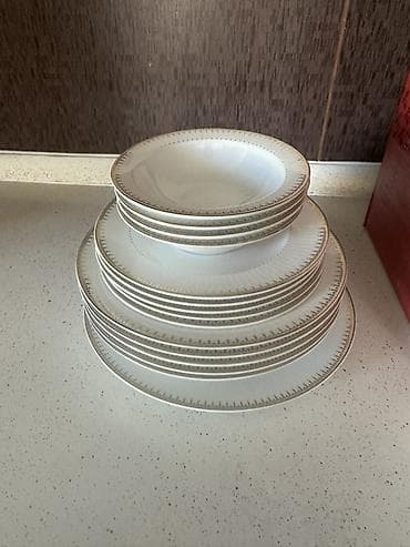 Nahar dəsti, rəng - Ağ, Farfor, 6 nəfərlik