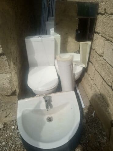 hamam: Sanitar qovşaq dəsti - Unitaz – üst su çəni düyməli mexanizmlə - — 2