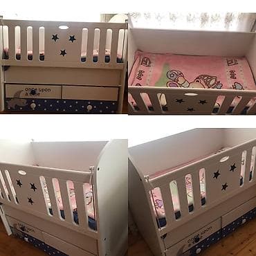Uşaq beşiyi – “Ali Bebe” model - Rəng: ağ-göy, ulduz və “once upon a