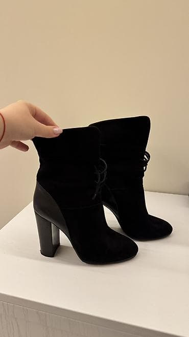 qadın bot: Qadın üçün qara botlar – yüksək dabanlı - Model: qısa boğazlı, küt — 2