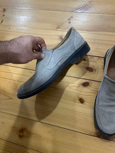 zamşa kişi ayaqqabıları: Kişi ayaqqabısı – mokasin/lofer tipli - Rəng: açıq boz (suet görünüşlü — 2