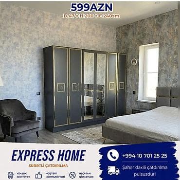 Yeni, 6 qapı, Güzgülü, Açılan, Düz dolab