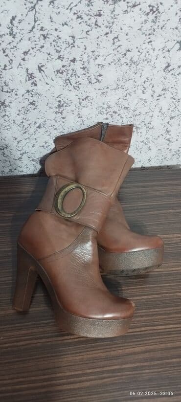 deri alti: Çəkmə, Ölçü: 38, rəng - Qəhvəyi, Yeni — 4