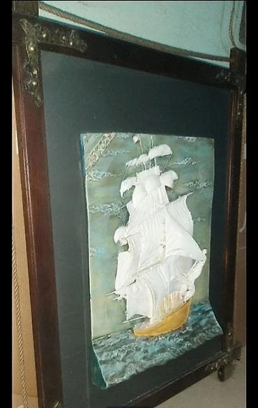 Musiqi alətləri: Divar üçün dekorativ 3D tablo – yelkənli gəmi - Süjet: dəniz üzərində — 2