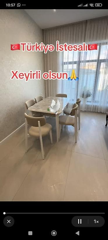 isti doseme: Qonaq otağı üçün, Yeni, Açılmayan, Dördbucaq masa, 6 stul — 1