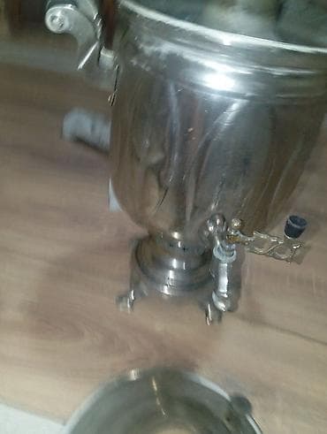 islenmis samovar: Kömür/odunla işləyən klassik samovar - Material: metal (cilalanmış — 5