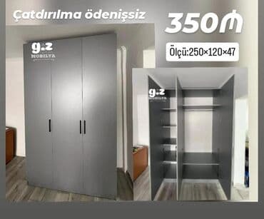 taxta dolab: Açılan, 3 qapılı Düz dolab, Qarderob, paltar dolabı — 1
