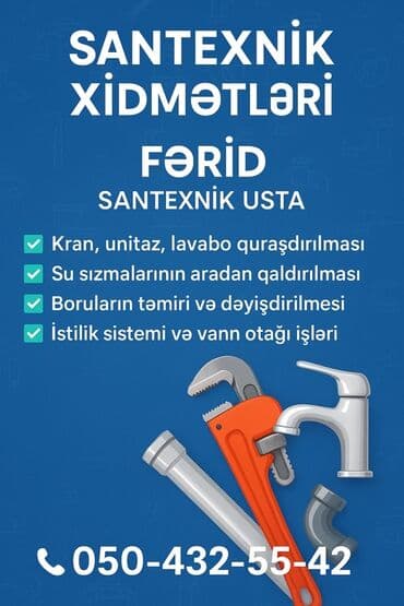 чистка канализации баку: Santexnik xidmətləri – Fərid, santexnik usta Təklif olunan işlər: - — 1