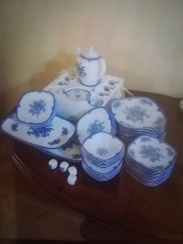 Аксессуары для кухни: Обеденный набор, цвет - Синий, Фарфор, Decoria, 12 персон, Германия — 1