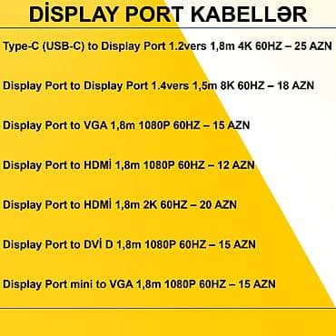disk satisi: Display Port Kabellər ⭐Type-C (USB-C) to Display Port 1.2vers 1,8m 4K — 2